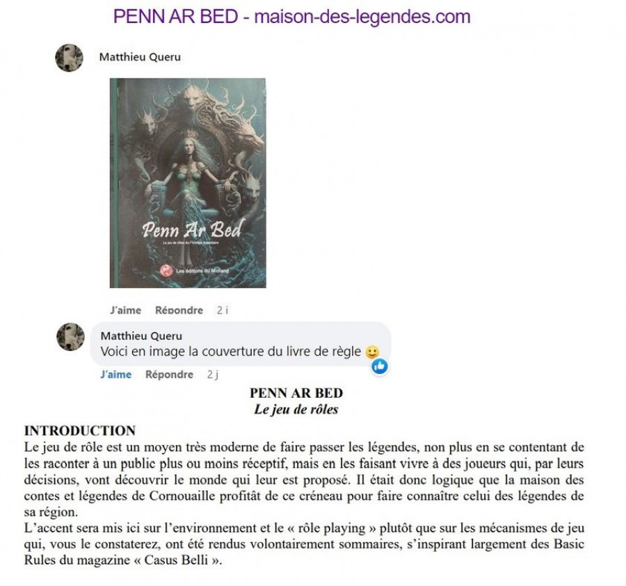 Scénario jeu de rôle : PEN-AR-BED